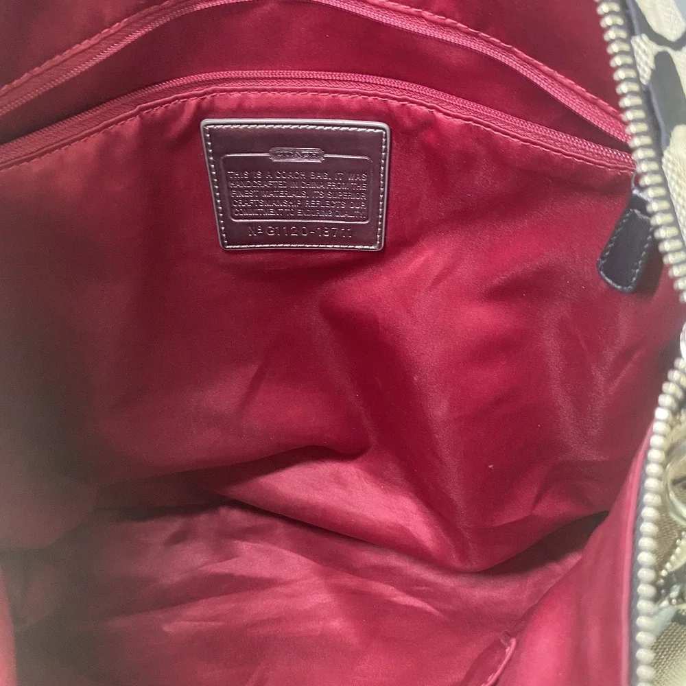 Coach Poppy Signature One Women Shoulder Bag Tan/Black/Pink 13x17x4" Need Clean - Picture 11 of 16